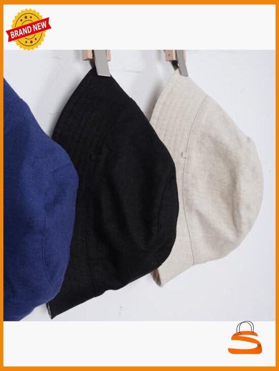 100% Linen Reversible Bucket Hat Sun Hat Packable main image 4